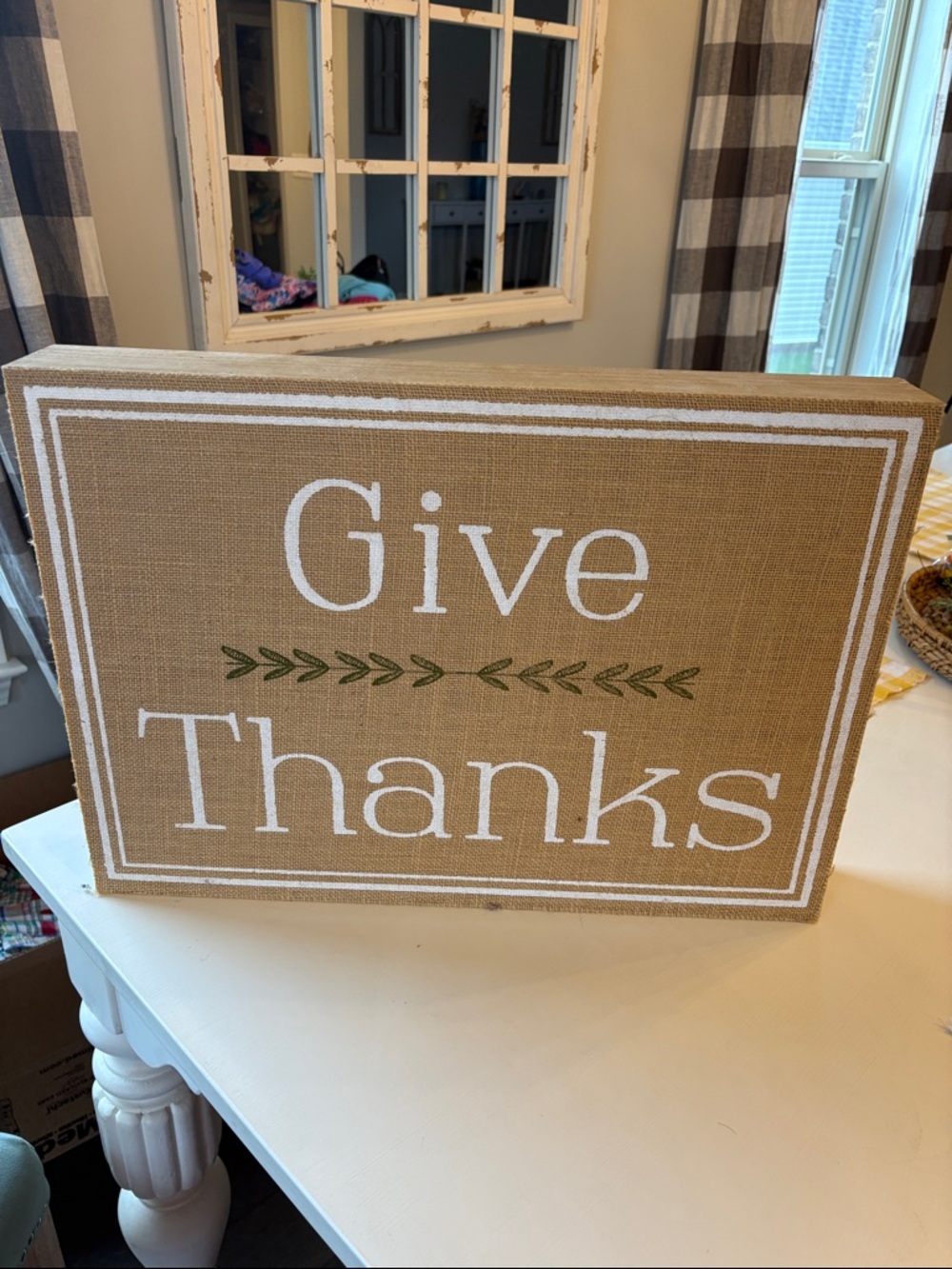 Give Thanks Burlap Wall Sign